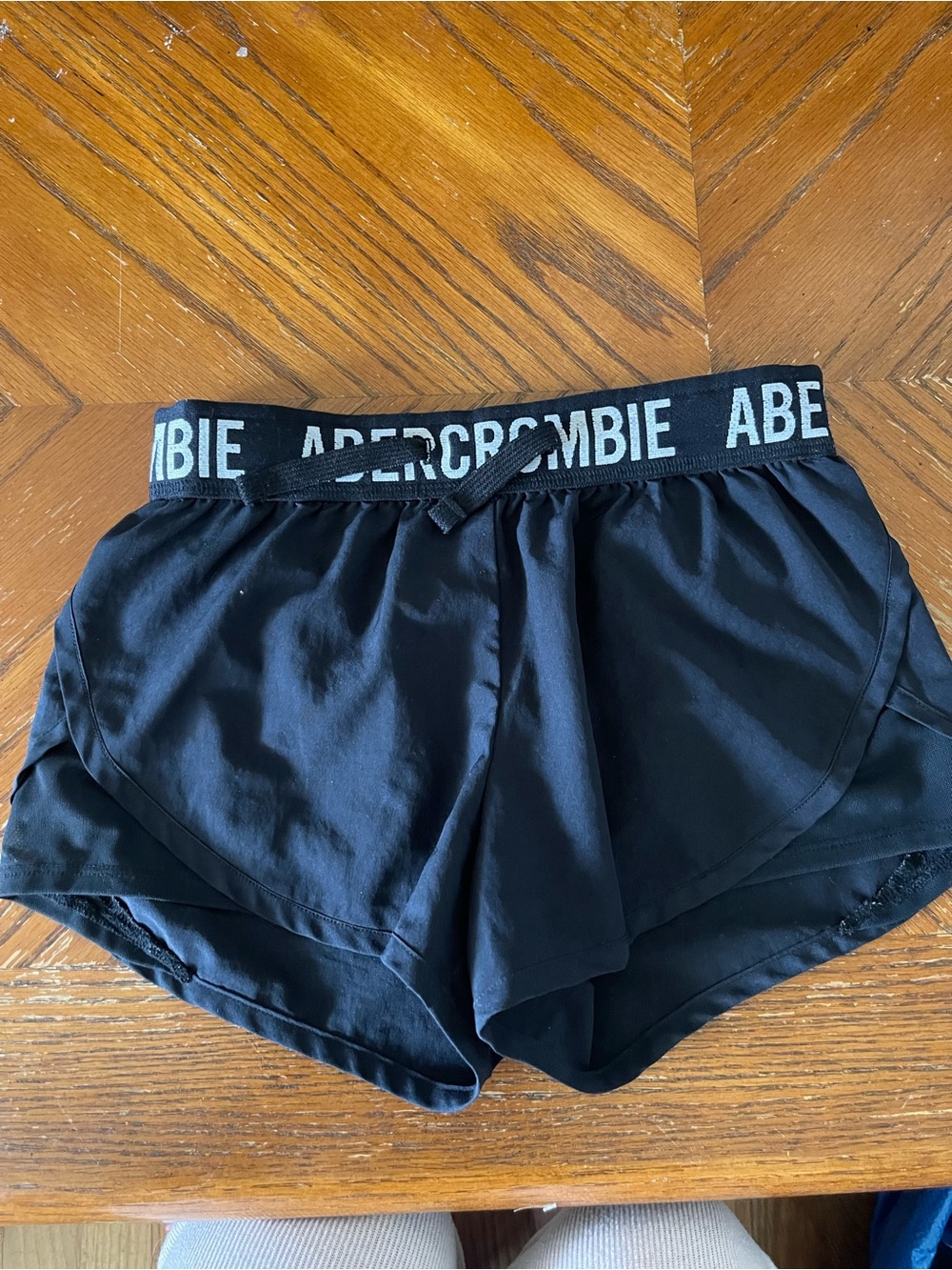 abercrombie kids Black Elastic Waist Shorts with White Lining